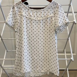 Loft mixed media ruffle trim blouse.